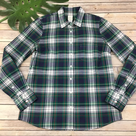 J. Crew Tops - J.crew green Carrick tartan plaid boy shirt
